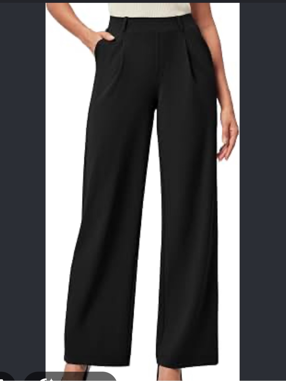 PAIGE Black Pleated Wide-Leg Trousers